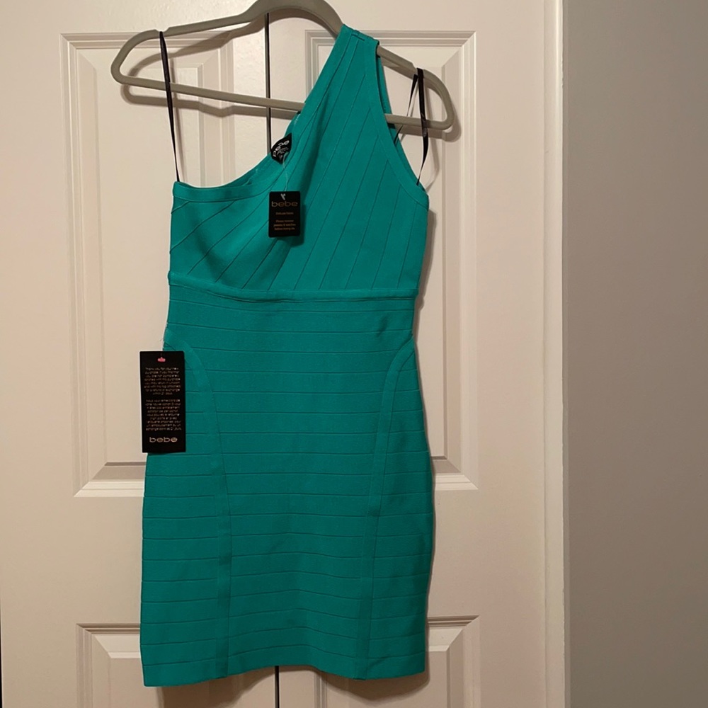 New Bebe One Shoulder Bandage Dress